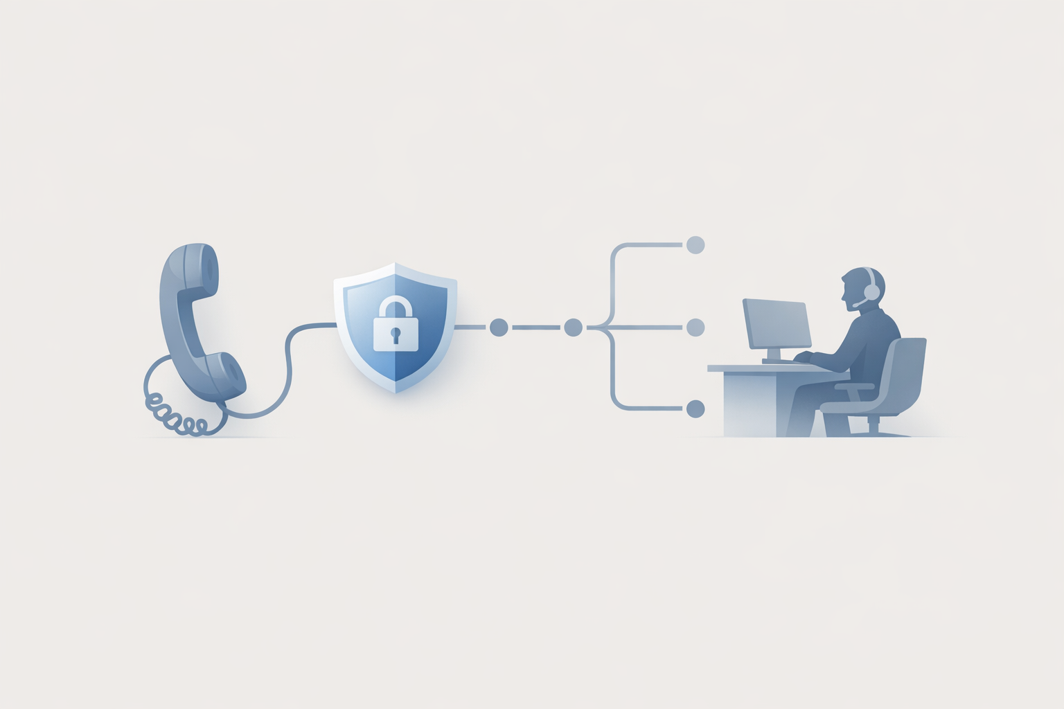 Conceptual illustration of a secure pre-agent authentication call flow improving the customer call experience in finance