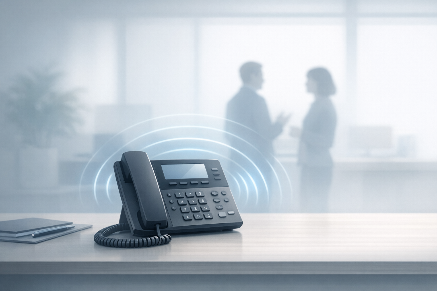Conceptual illustration of a business phone representing a professional customer call experience