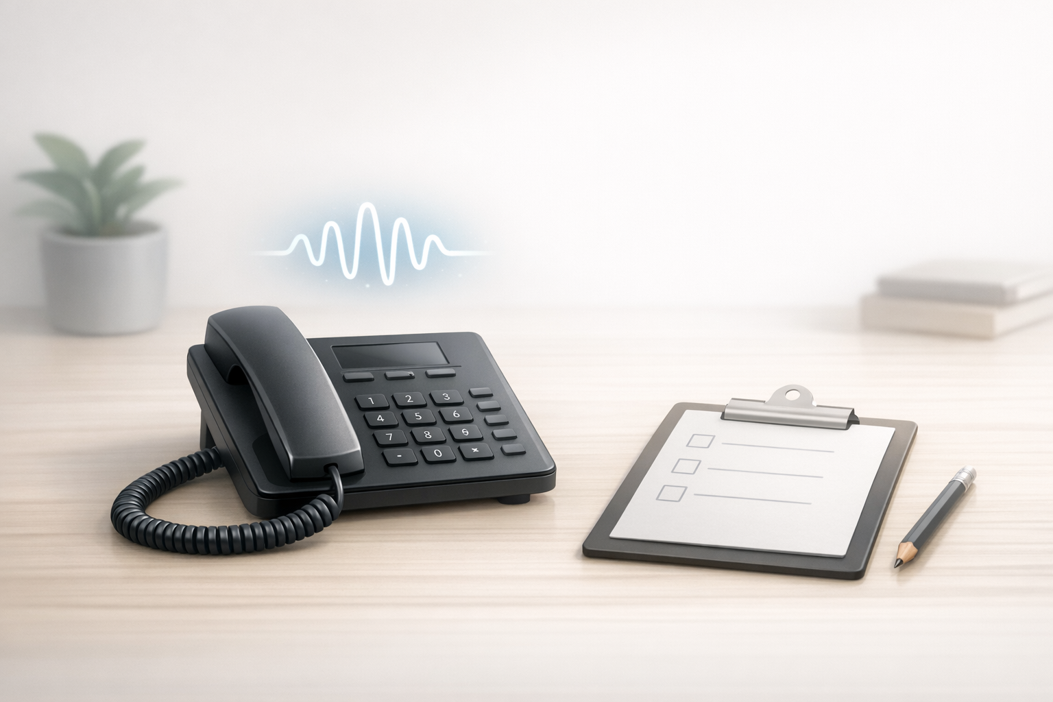 Conceptual illustration of a business phone and checklist representing AI voice screening