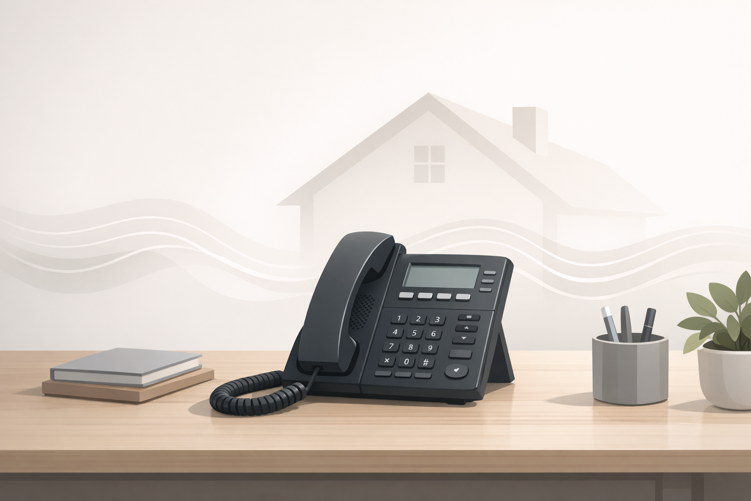 Conceptual illustration of a desk phone representing improved mortgage customer call experience