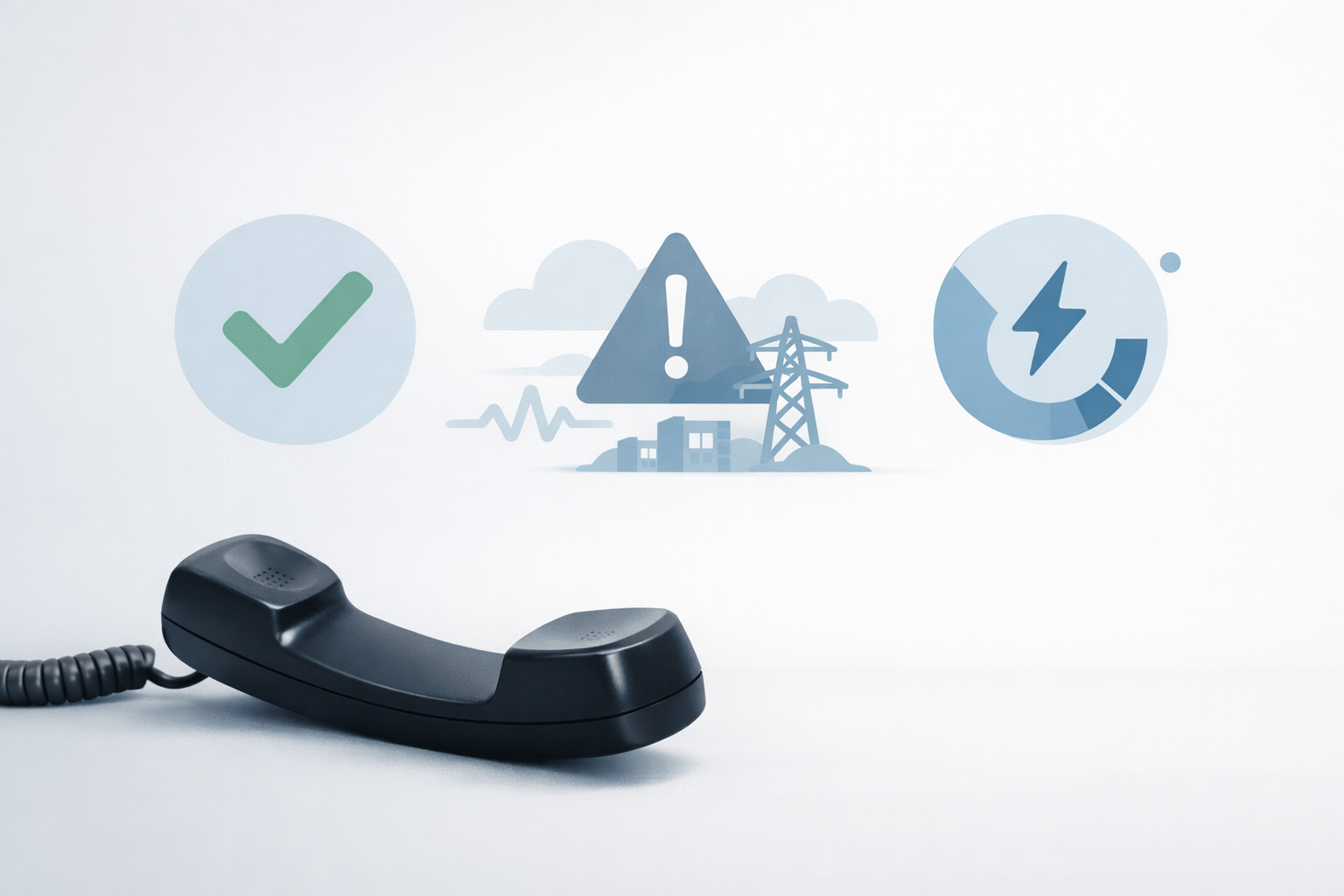 Conceptual illustration of a utility phone support line with outage status indicators