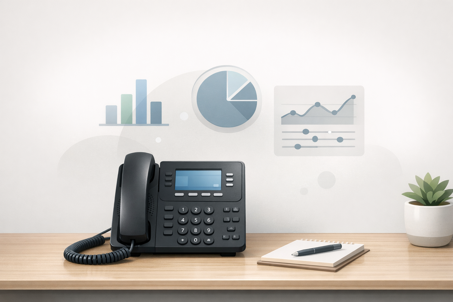 Conceptual illustration of a business phone with abstract analytics elements representing weekly KPI tracking